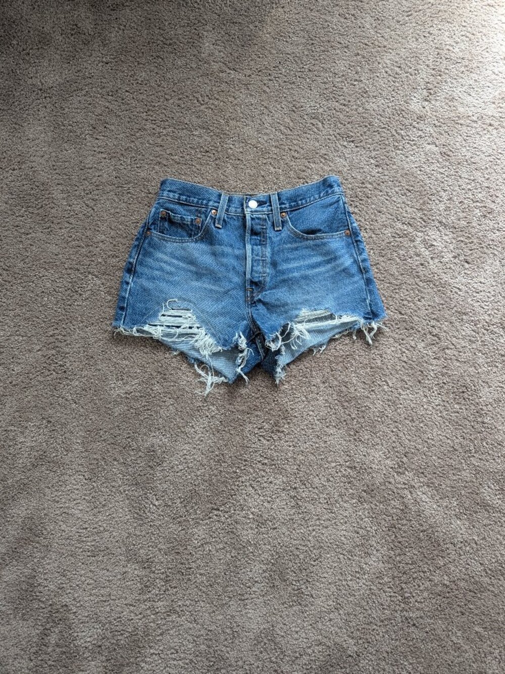 Levis 501 Denim Cutoff Shorts Button Fly Medium Wash Size 26
